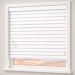 White Faux Wood String Venetian Blind 50mm Slat Made To Measure Smooth/Woodgrain