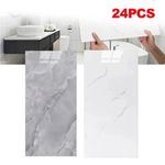 24PCS IXPE Marble Tiles Wall Sticker Self-Adhesive Stick Kitchen Bathroom Decor