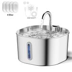74Oz 2.2L Cat Water Fountain Stainless Steel Quiet Kitty Spout