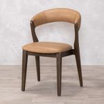 TAN FAUX LEATHER DINING CHAIR SOLID WOODEN FRAME LUXURY STACKABLE SEATING