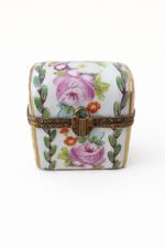 Limoges France Floral Porcelain Perfume Box With 2 Mini Bottles