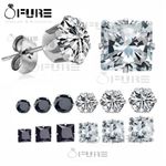 Pair of Men Women Kids Surgical Steel Silver CZ Non-allergenic Stud Earrings 