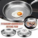Titanium Frying Pan Non-Stick Uncoated Hammered Induction Skillet 26-30cm