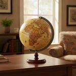 Antique Globe 25cm Rotating Wooden Base Vintage Decoration Educational