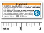 1000 Labels Button Cell Coin Battery Ingestion Hazard Safety Warning Stickers