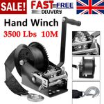 Fit Hand Winch Heavy Duty Hand Crank 3500 lbs 33 ft Steel Cable Boat/ATV