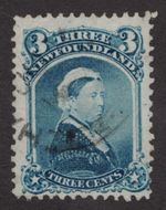 1873 Newfoundland Sc# 34 - 3¢, Queen Victoria, Widow. Used Cv$75
