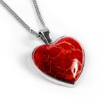 Silver and Red Horn Coral Heart Necklace Coral Jewellery Coral Necklace Gift