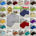 JACQUARD GREEK STYLE BATH MAT PEDESTAL SET NON SLIP TOILET BATHROOM RUGS 2 PIECE