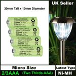 2/3AAA Rechargeable Garden Solar Light Batteries 1.2v NiMH (30mm x 10mm)