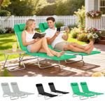 Outdoor Foldable Sun Loungers Set of 2 with 5 Level Adjustable Backrest