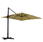 3m Garden Steel Square Cantilever Parasol Umbrella Khaky UK