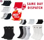 Nike Socks Mens Women 3 Pairs 6 Pairs Soft Cotton Crew Ankle Lightweight Sports