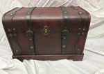 HMF Antique Style Large Dark Stained  Wooden Treasure Chest  - CG L35