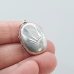 Antique Solid Silver Oval Locket Art Deco Sunburst Sun Back and Front Hand