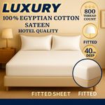 800 Thread Count 100% Egyptian Cotton Extra Deep 40cm/16" Fitted Sheet Bed Sheet