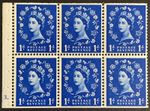 GB QEII 1955 1d Ultramarine Wildings Booklet Pane F3 (dot) SB26 Perf Type I MNH