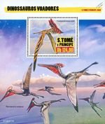 FLYING DINOSAURS Prehistoric Animals MNH 1v-Stamp Sheet #8 (2020 Sao Tome)