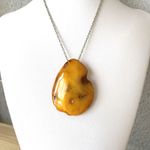 Impressive Vintage Amber Pendant with chain shaped like a Drop