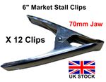 12x MARKET STALL Spring Clamps Large Metal heavy Duty Clips 70mm Jaw, Tarp Sheet
