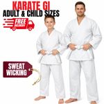 Karate Suit Gi Taekwando Adults & Child Size Uniform White Belt 100% Cotton
