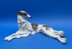 HUTSCHENREUTHER GERMANY LARGE PORCELAIN FIGURINE OF A RECLINING BORZOI DOG