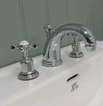 PERRIN & ROWE CHROME THREE HOLE BATHROOM BASIN MIXER TAPS, NEW OLD STOCK BOXED