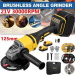 21V 125mm Brushless Cordless Angle Grinder Cutter w/ 2 Battery & Carry Box