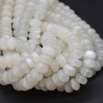 White Moonstone Rondelle Spacer Beads - 8mm x 5mm, 15", for Jewellery Making