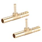 2 Pcs 8x4x8mm 3 Way Tee Brass Barb Fitting Reducer HOSE T-Shaped Barb Fitting