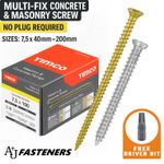 Concrete Screws Frame Fixing Window Door Masonry Countersunk Timco Multi-Fix