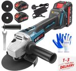 21V 125mm Brushless Cordless Angle Grinder Cutter w/ 2 Battery & Charger & Disc