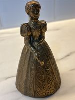 Brass Handheld Bell Elizabeth Victorian Lady Made in England Ringing Bell