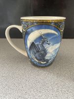 Lisa Parker Wish Dragon Bone China Coffee Mug - Blue Dragon On Crescent Moon