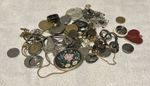 Vintage Jewelry Coin Junk Drawer Lot Rings Necklace Earrings Pendants