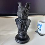 Black resin French Bulldog bust sculpture 23cm Tall And 10cm Wide