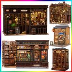 3D Wooden Book Nook Kit DIY Miniature House Book Nook Model LED Bookshelf Decor