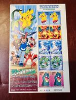 Pokemon Pikachu Charizard Mew Japanese Animation 80 Yen Stamp Sheet JAPAN