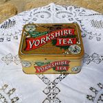 Vintage Yorkshire Tea Tin / Caddy Embossed Gold - Empty Taylors of Harrogate Tin