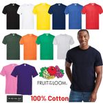 Fruit of the Loom Mens T-Shirts Plain 100% Cotton Short Sleeve T-shirt Tee Top