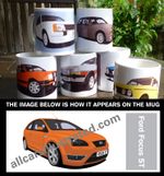 FOCUS ST CAR ART MUG. CHOOSE YOUR CAR COLOUR. ADD REG DETAILS!