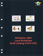 $13.00 Scott Value - 2005 BARBADOS Butterflies Caribbean Wildlife CV MNH NH UMM