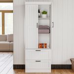 Kitchen Pantry Cupboard,Tall Storage Cabinet with 2 Doors 3 Shelves & 2 Drawers