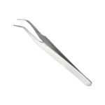 Tweezers, 5" Length, Stainless Steel Curved Pointed Serrated Tip Tweezer