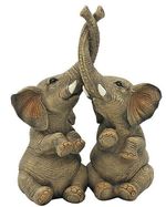 Grey Loving Elephants Figure With Entwined Trunks Anniversary Gift Home Decor