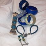 Mixed Bangles Bracelets Job Lot Bundle Blue Greens