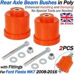 Rear Axle Beam Bushes in Poly with Fixings For Ford Fiesta MK7 7th Gen 2008-2016