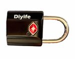 Diyife TSA Approved 006 Travel Luggage Padlock Lock Black with 2 Keys