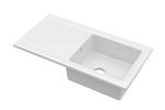 101cm Inset Counter Top Single Bowl Fireclay Ceramic Kitchen Sink with Plain Dra