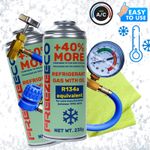 Set FreezeEco 2x 2-in-1 replacement R134a A/C refrigerant + hose + cloth